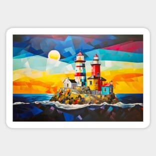 Lighthouse Concept Abstract Colorful Scenery Painting Sticker